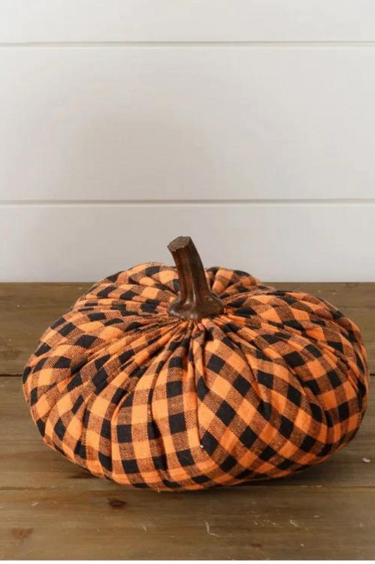 Fabric Pumpkin Orange & Black Plaid