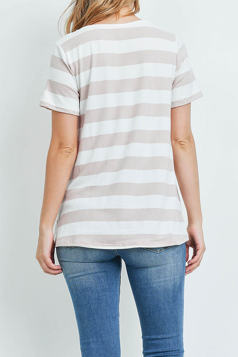 Crisscross Neckline Striped Top