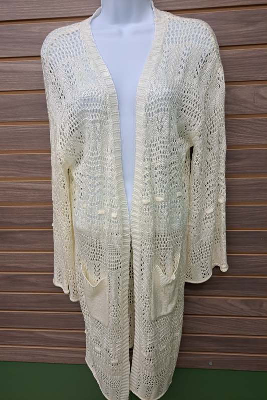 Crocheted pocket cardigan