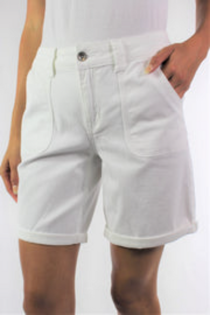 Cuffed Shorts with Front and Back Pockets