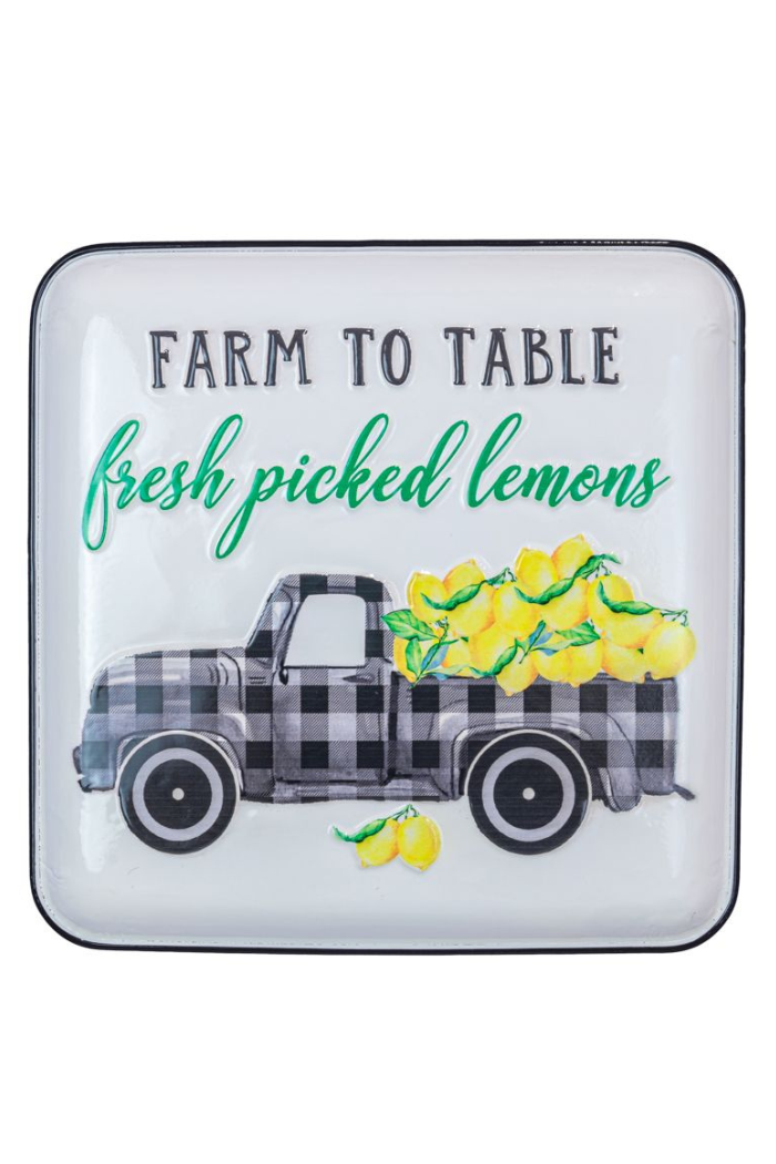 Gingham Truck Fresh Lemons Sign