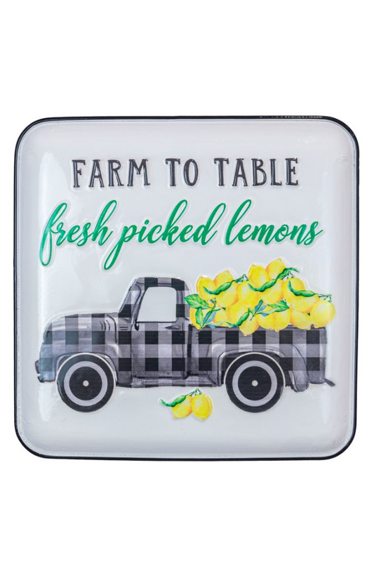 Gingham Truck Fresh Lemons Sign