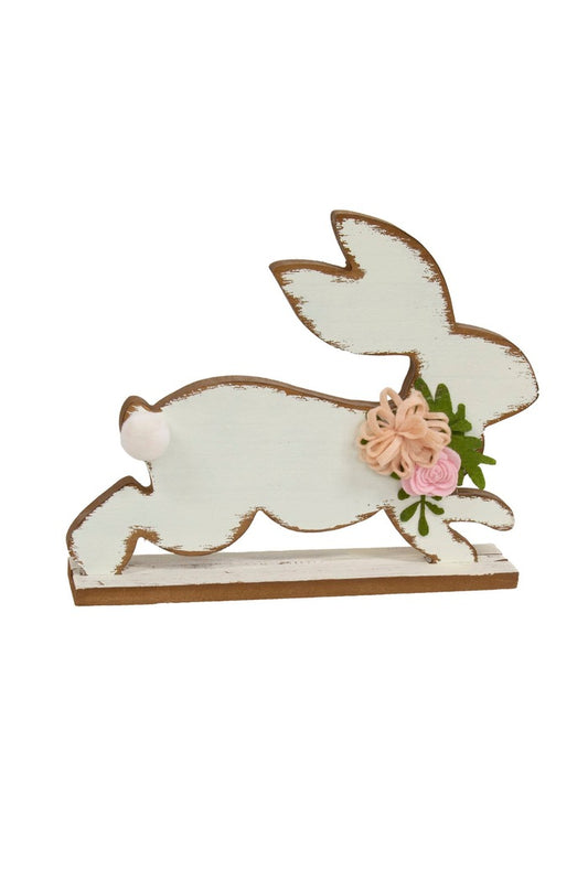 Distressed White Running Easter Bunny