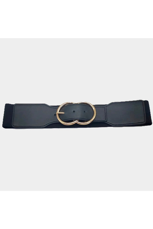 Double Open Circle Link Buckle Stretch Elastic Belt