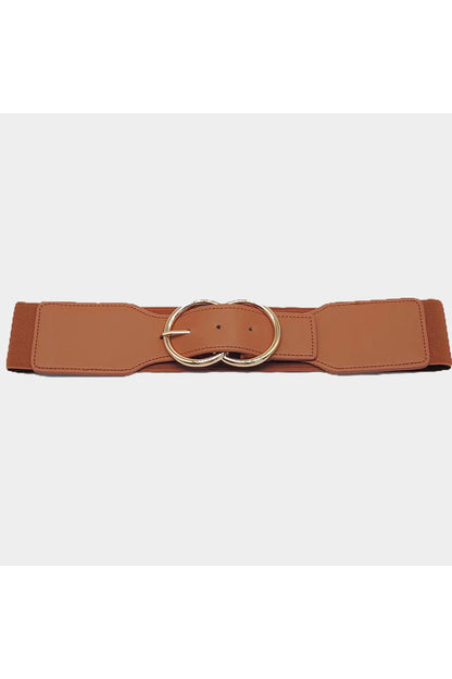 Double Open Circle Link Buckle Stretch Elastic Belt