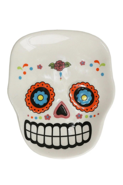 Sugar Skull Candy Dish with Flowers