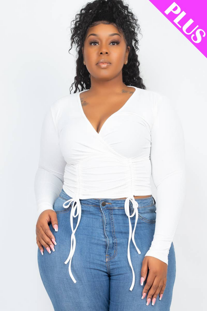 Drawstring Ruched Crop Top