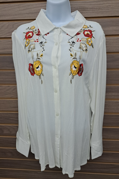 EmbroideRed floral blouse