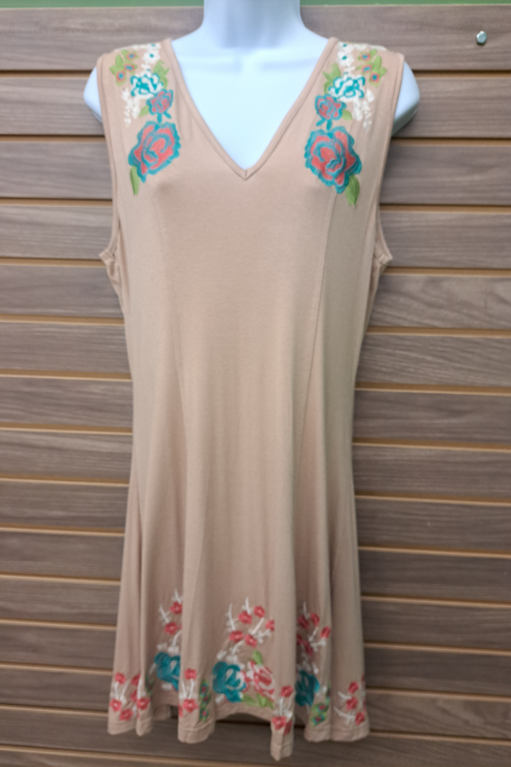 Embroidered sleeveless dress