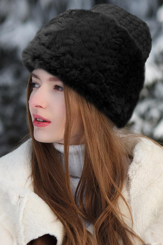 Faux Fur Cuffed Cable Knit Beanie Hat