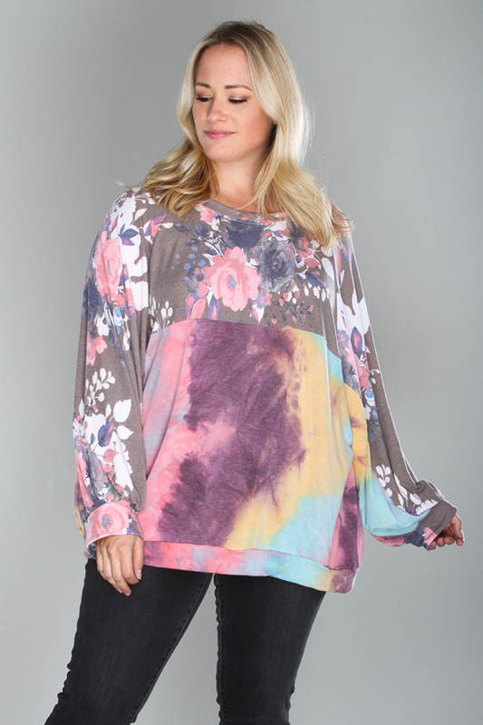 Floral & tie dye top