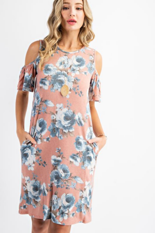 Floral cold shoulder fly away sleeve