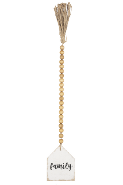 House with Text on Beaded Hanger & Tassel