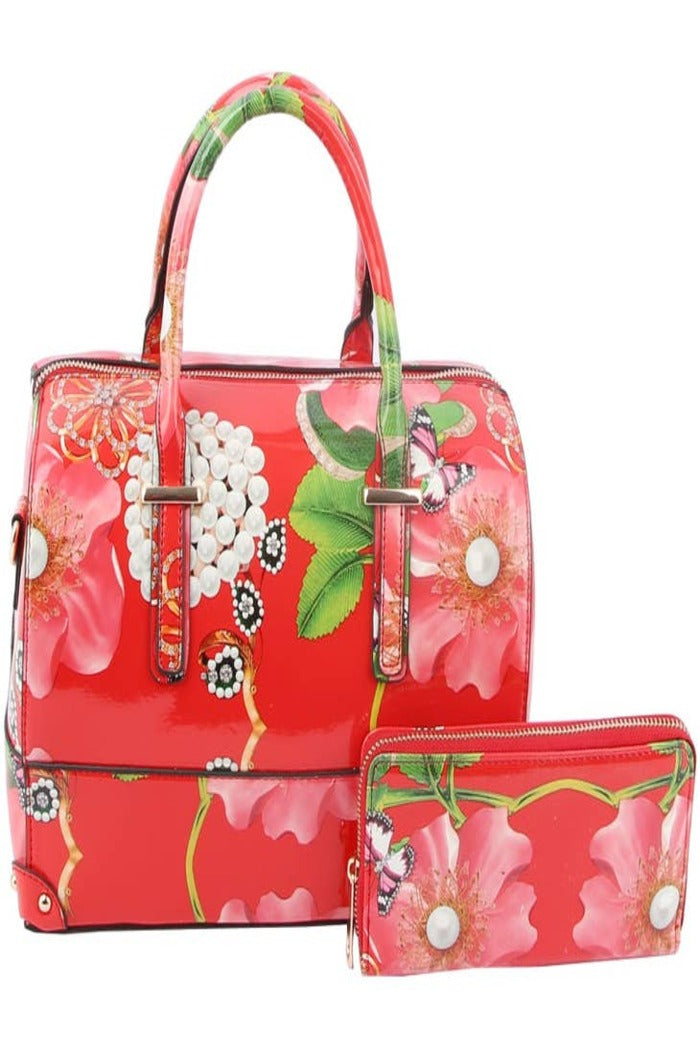 Floral Satchel Handbag for Women Purse