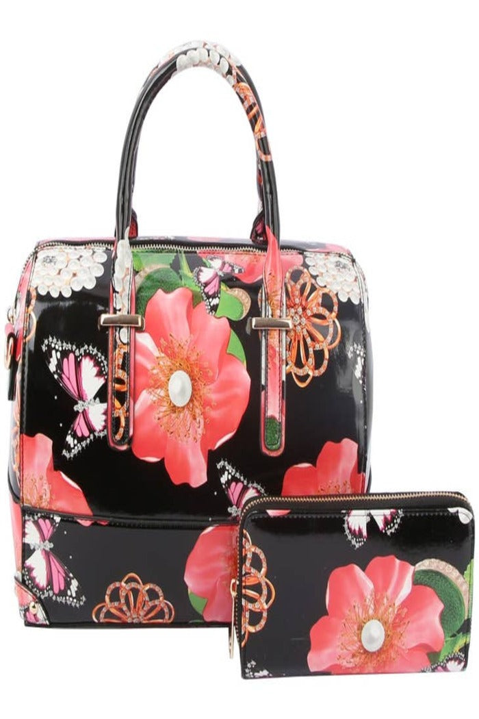 Floral Satchel Handbag for Women Purse