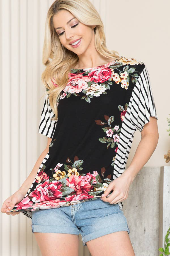 Floral Tunic with side stripe