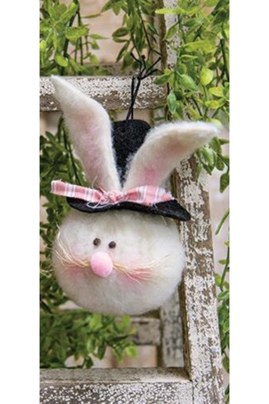 Top Hat Bunny Head Ornament "5x3"