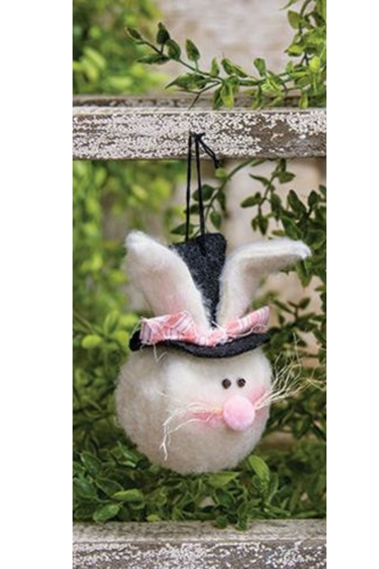 Top Hat Bunny Head Ornament "4x2"