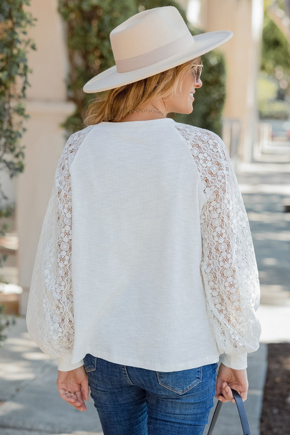 White Casual Lace Top