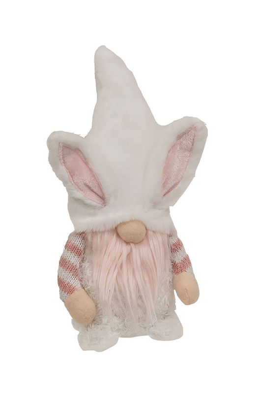 Fuzzy Pink Striped Gnome Bunny