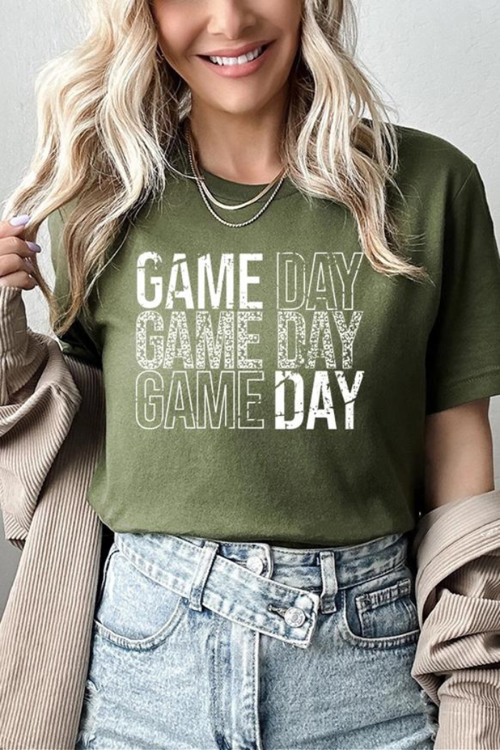 Football Tee Game Day Stack Graphic Top