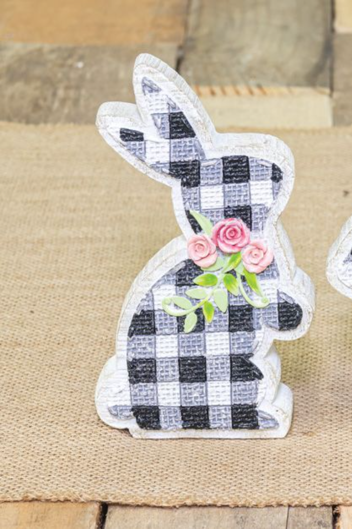 Black gingham bouquet bunny tabletop
