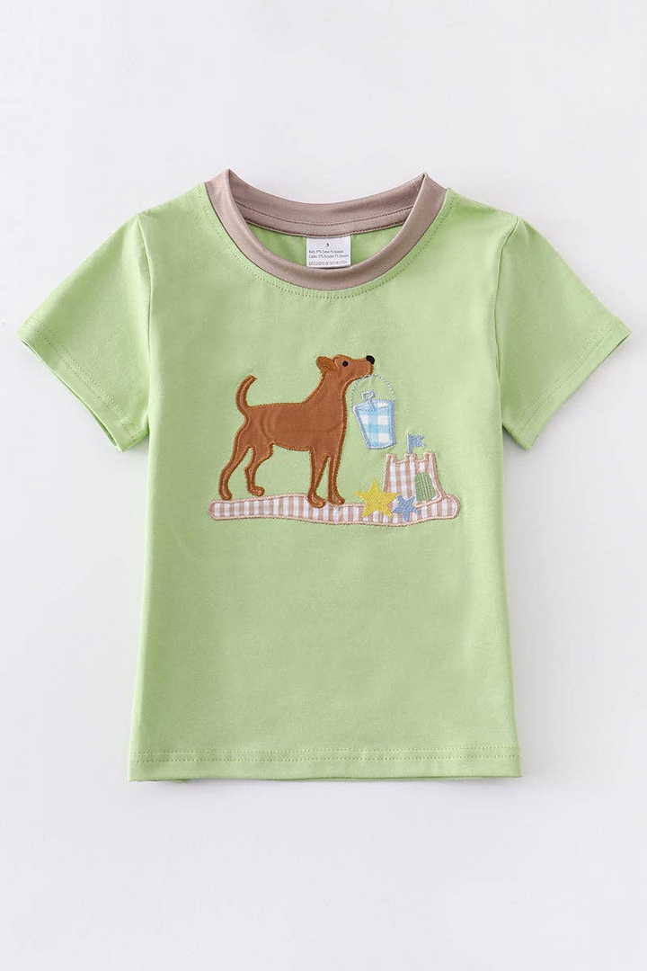Green dog applique