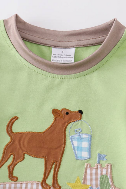 Green dog applique