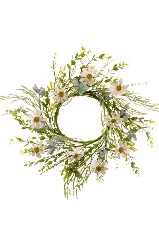 Large Rustic White Daisy C-Ring - 6.5 in