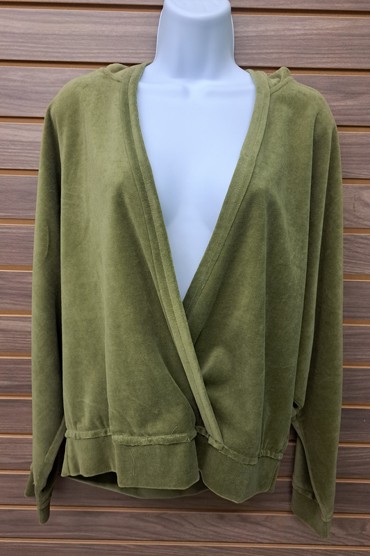 Green velour hoodie