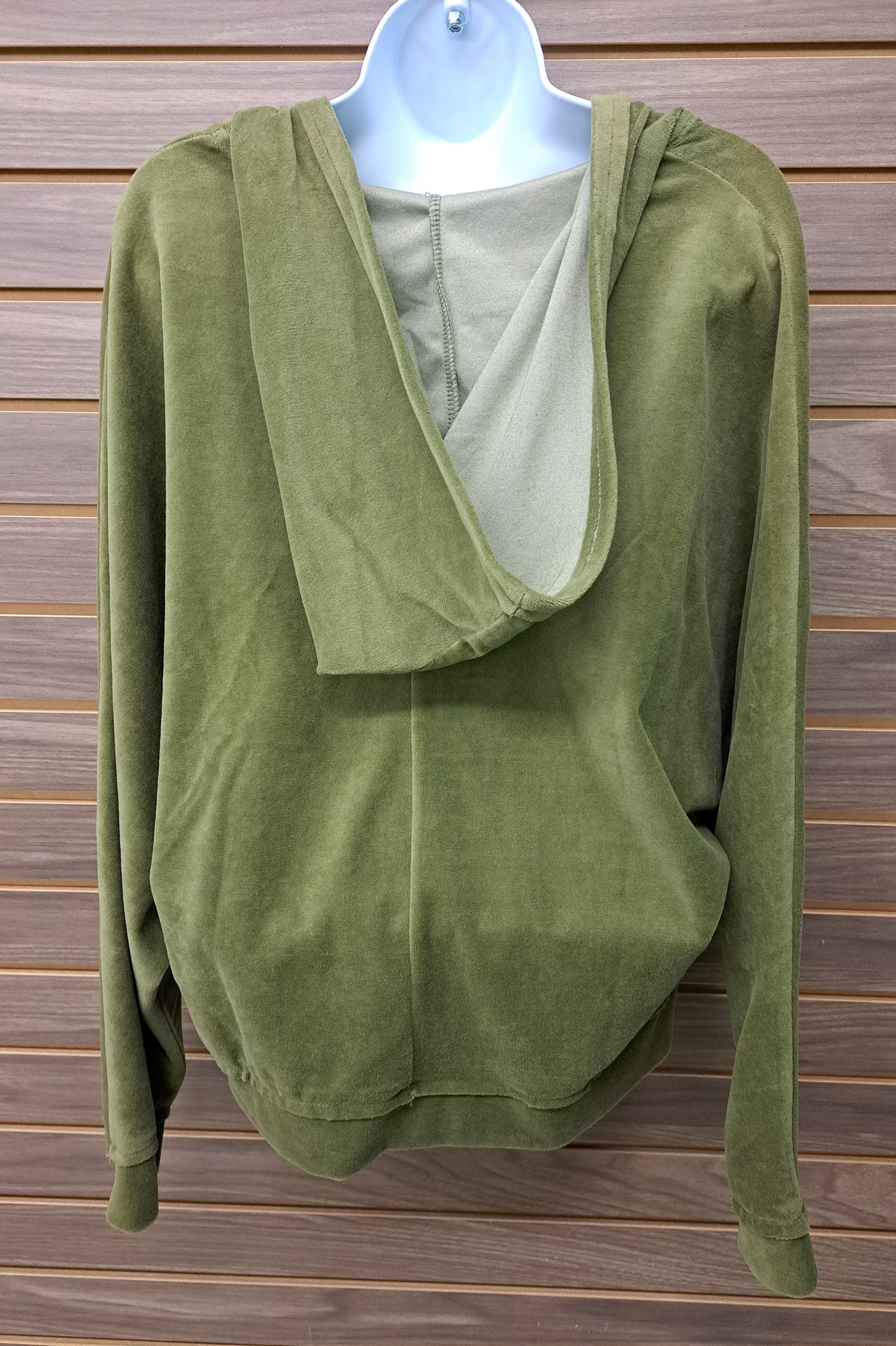 Green velour hoodie