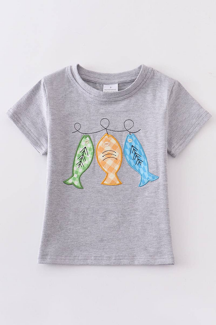 Grey fish applique