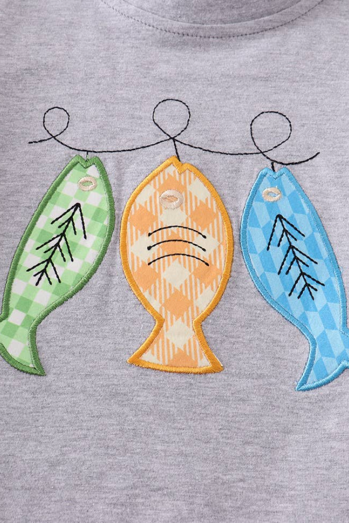 Grey fish applique