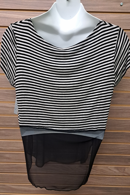 Grey/Black Mesh SS Top