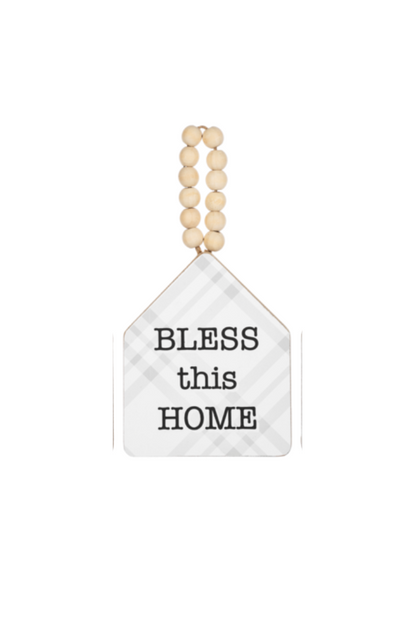 House with Text on Beaded Hanger Ornament
