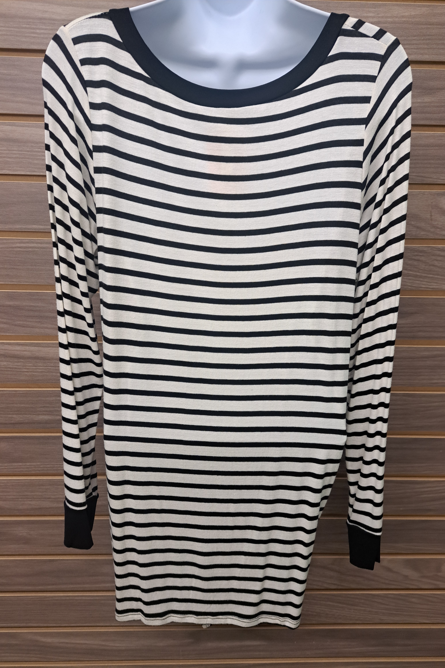 Ivory black stripes long sleeved V neck top