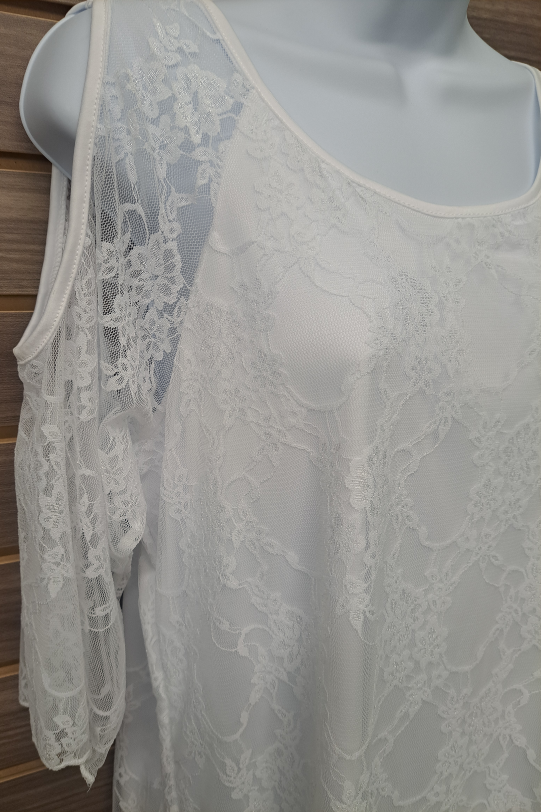 Lace cold shoulder pull over inside bodice cover