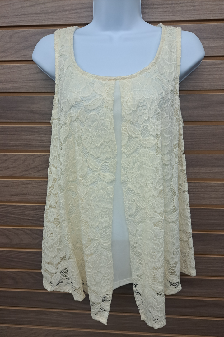 Lace tank built in undershirt